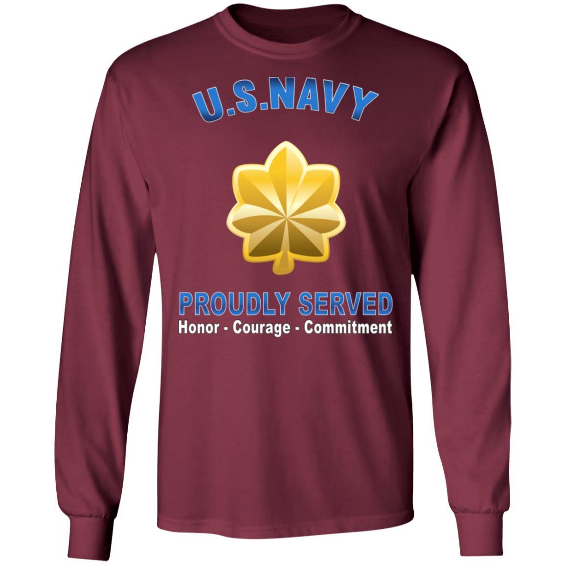 US Navy O-4 Lieutenant Commander O4 LCDR Junior Officer Proudly Served T-Shirt On Front-Apparel-Veterans Nation