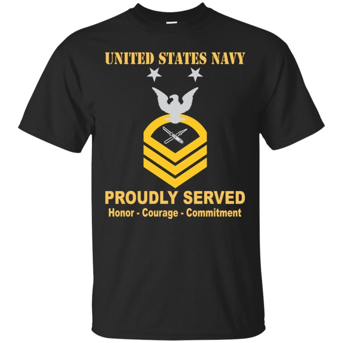 Navy Lithographer Navy LI E-9 Rating Badges Proudly Served T-Shirt For Men On Front-TShirt-Navy-Veterans Nation