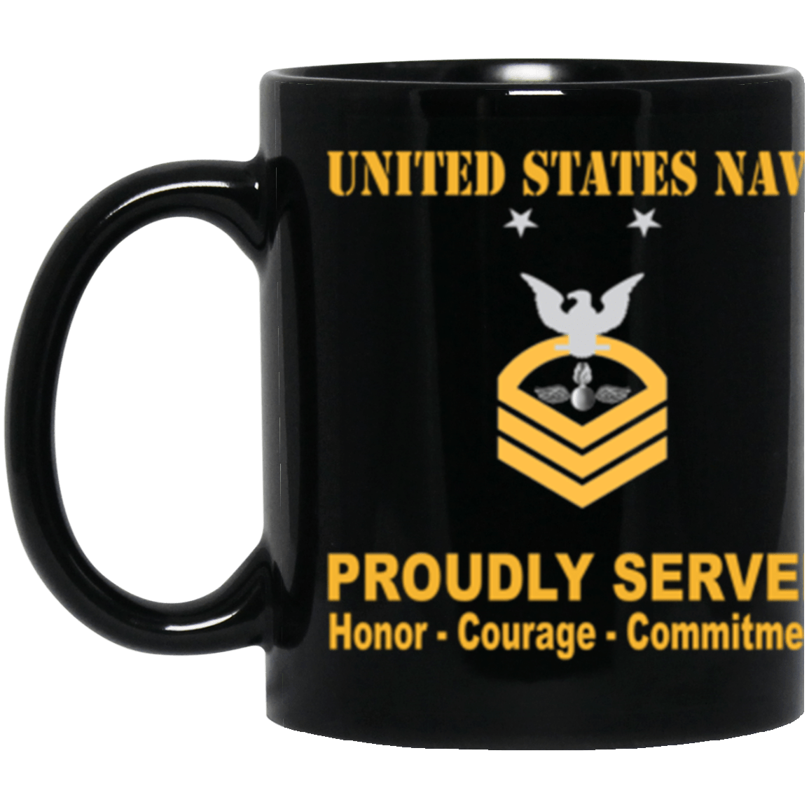 US Navy Aviation Ordnanceman Navy AO E-9 11 oz. Black Mug-Drinkware-Veterans Nation