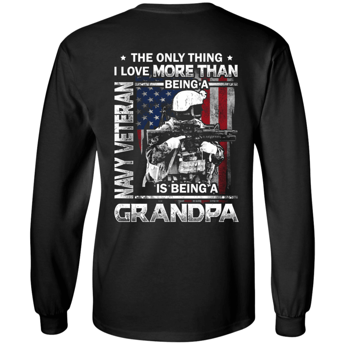 Navy Veteran I love Being A Grandpa Men Back T Shirts-TShirt-Navy-Veterans Nation