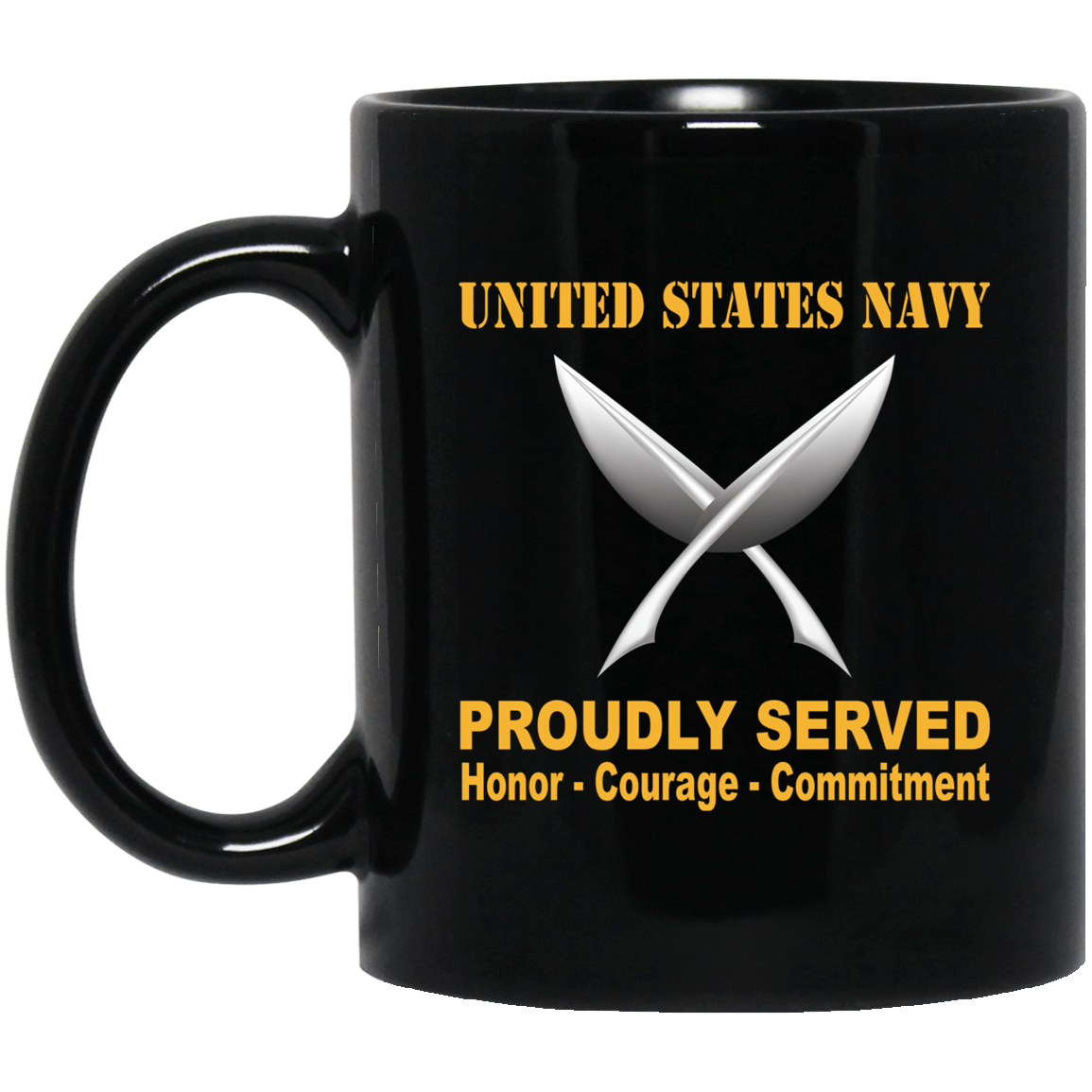 U.S Navy Yeoman Navy YN Proudly Served Black Mug 11 oz - 15 oz-Mug-Navy-Rate-Veterans Nation