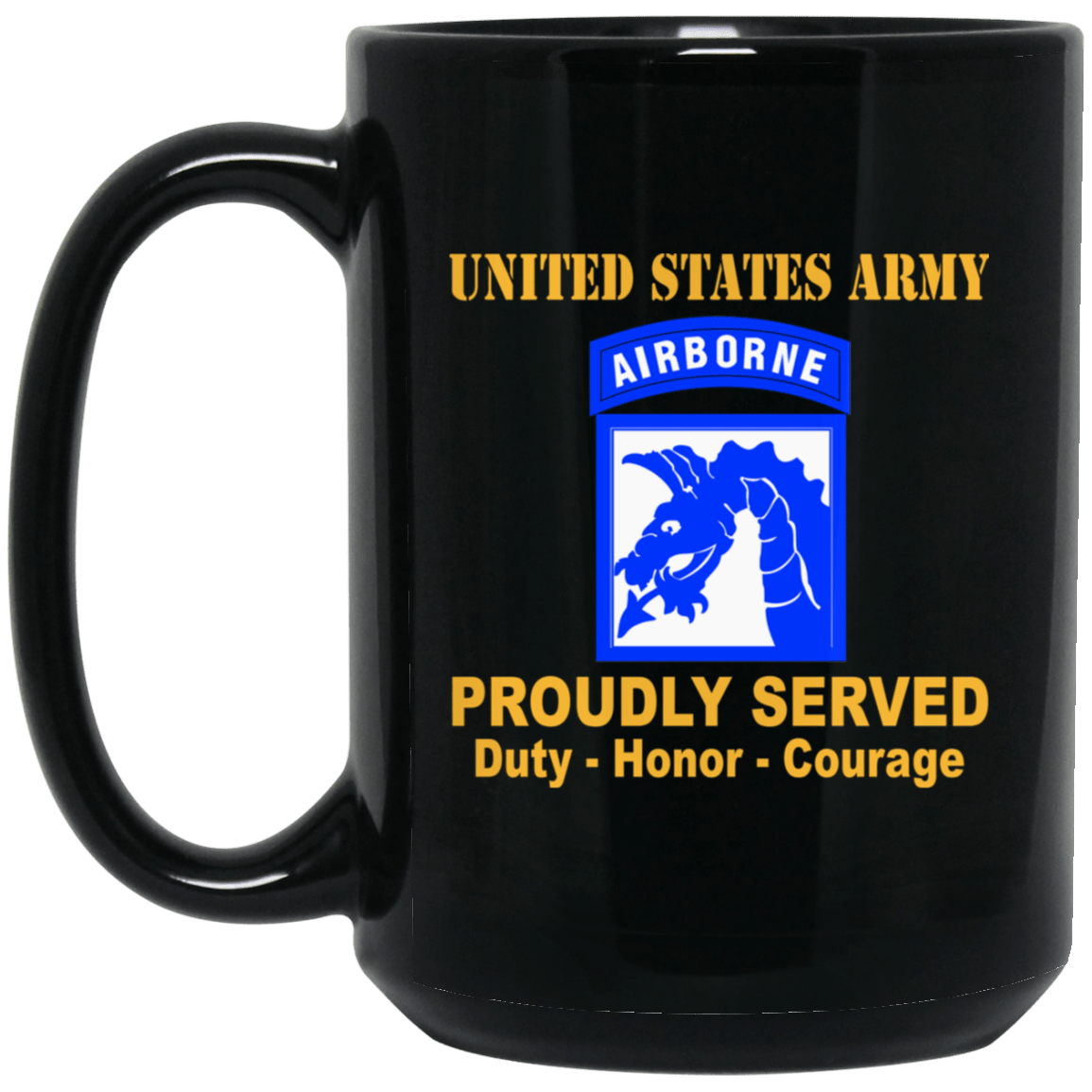 US Army 18th XVIII Airborne 11 oz - 15 oz Black Mug-Mug-Army-CSIB-Veterans Nation