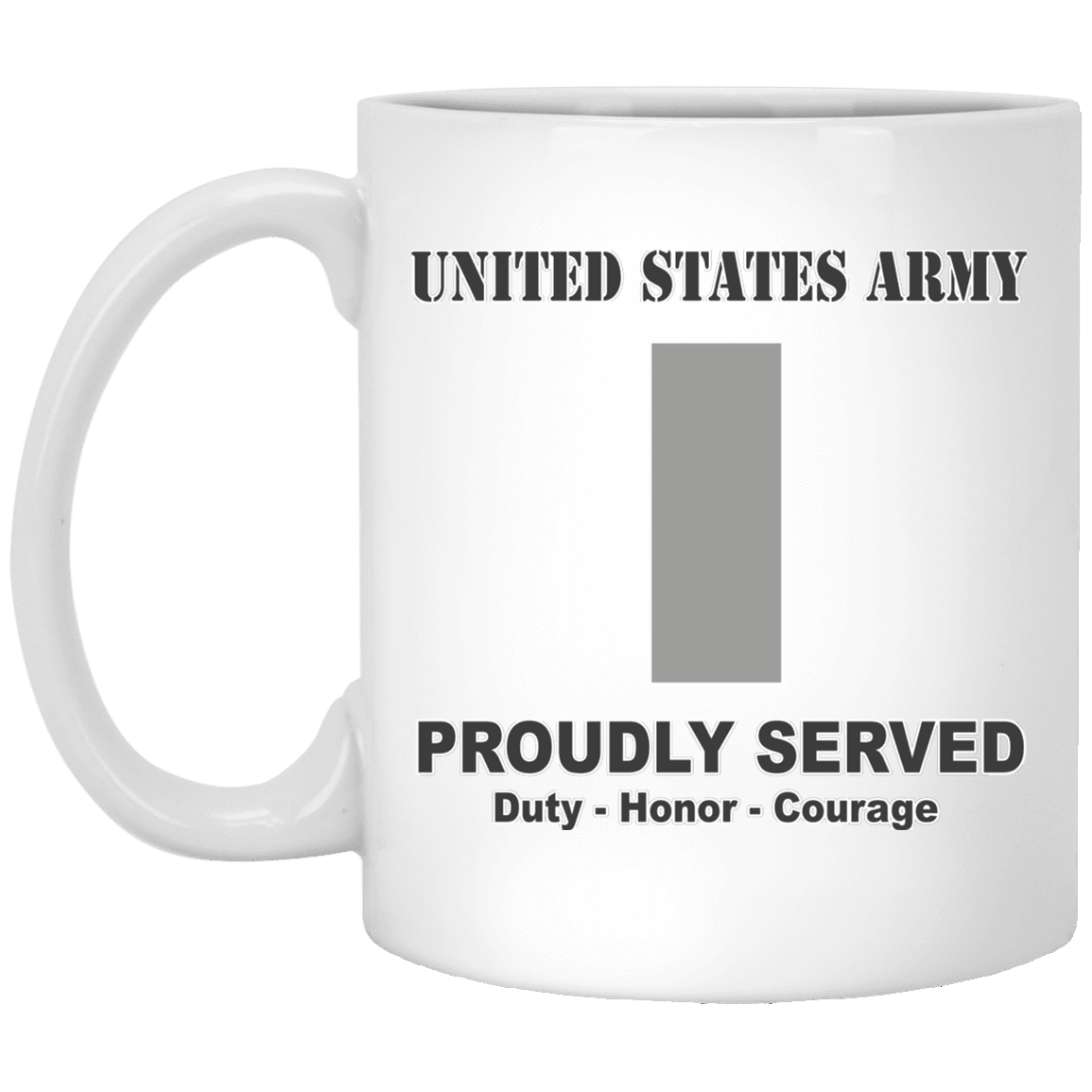 US Army Insignia Proudly Served Duty - Honor - Courage White Coffee Mug 11oz-Mug-Army-Veterans Nation