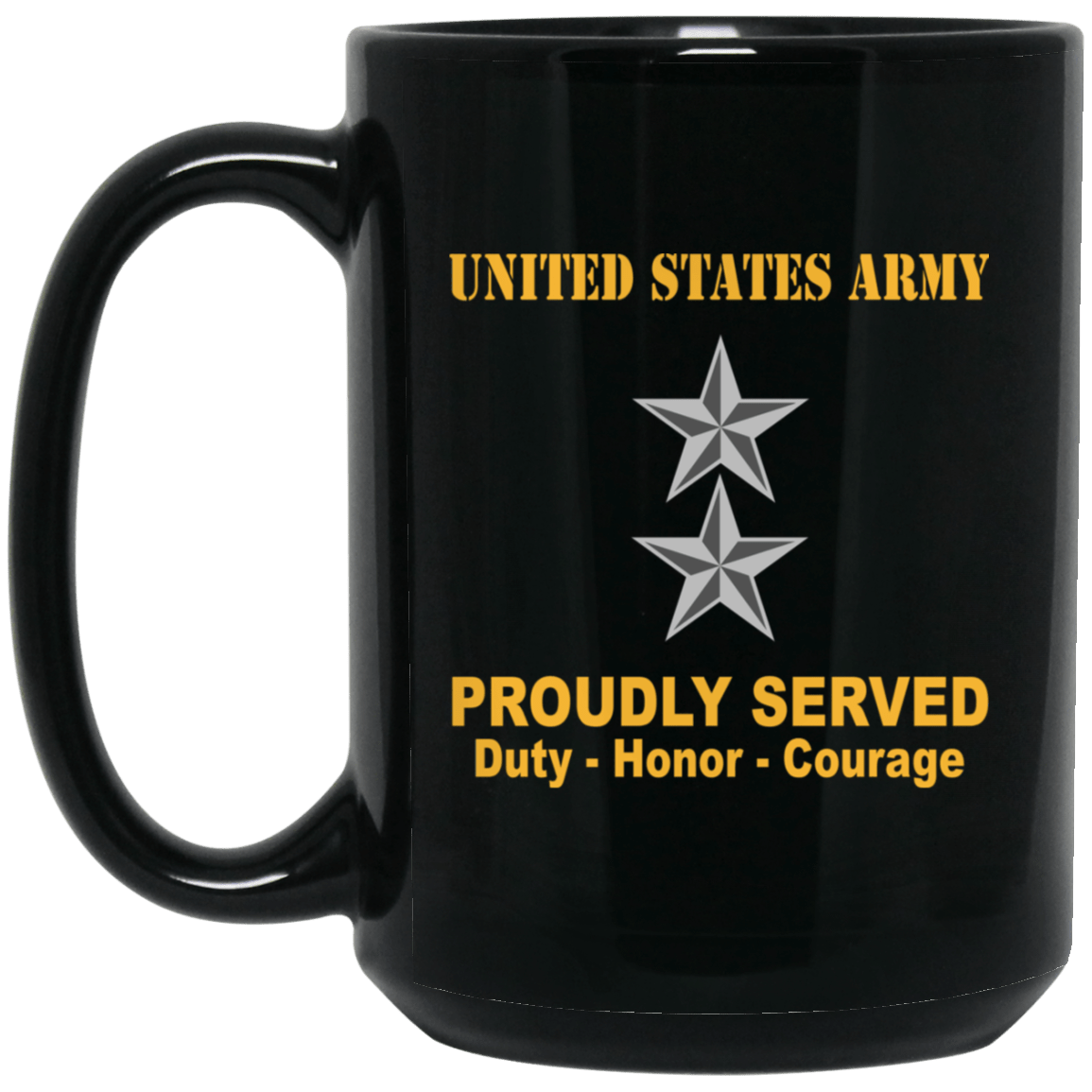 US Army O-8 Major General O8 MG General Officer Ranks Proudly Served Black Mug Black Mug-Mug-Army-Ranks-Veterans Nation