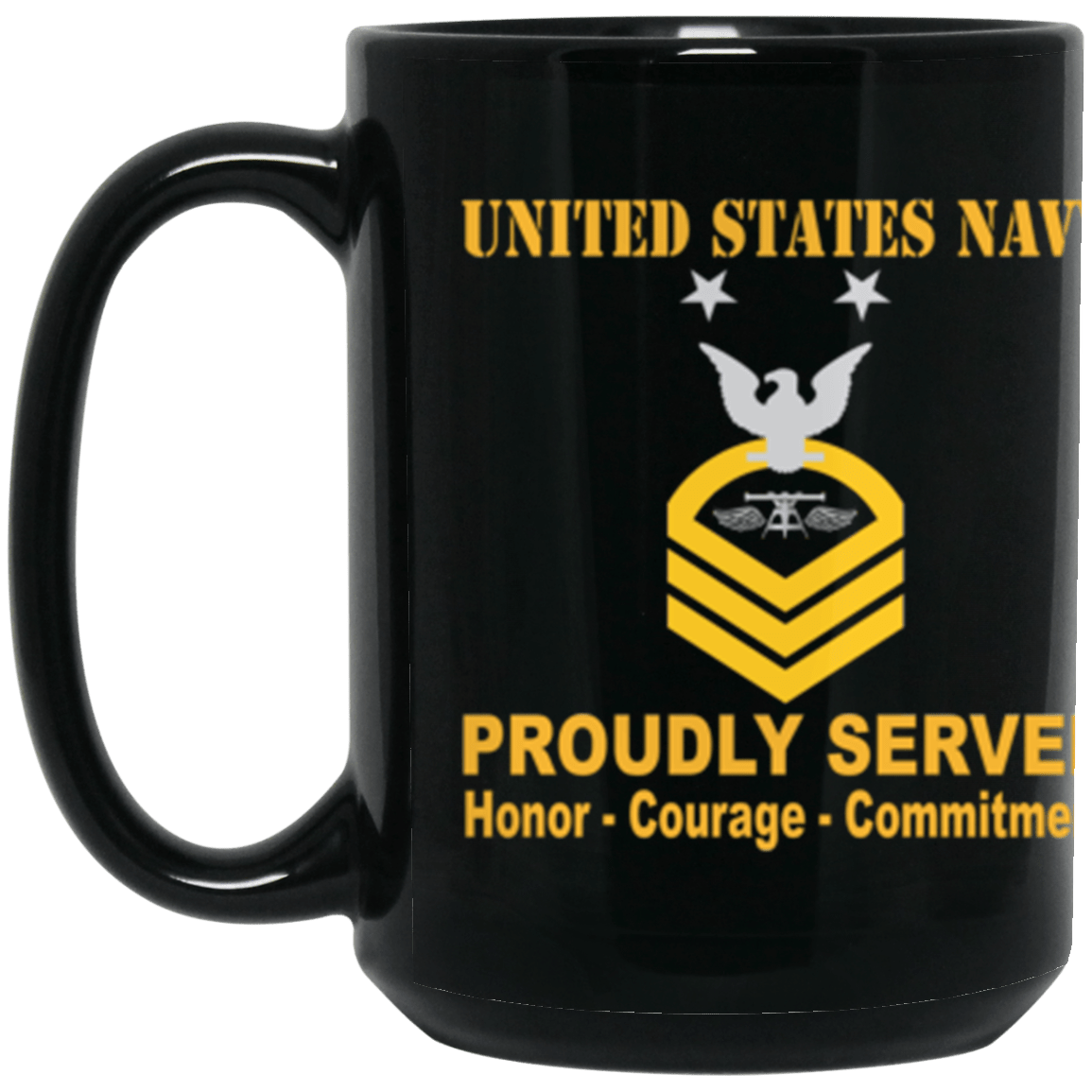 US Navy AQ E-9 15 oz. Black Mug-Drinkware-Veterans Nation