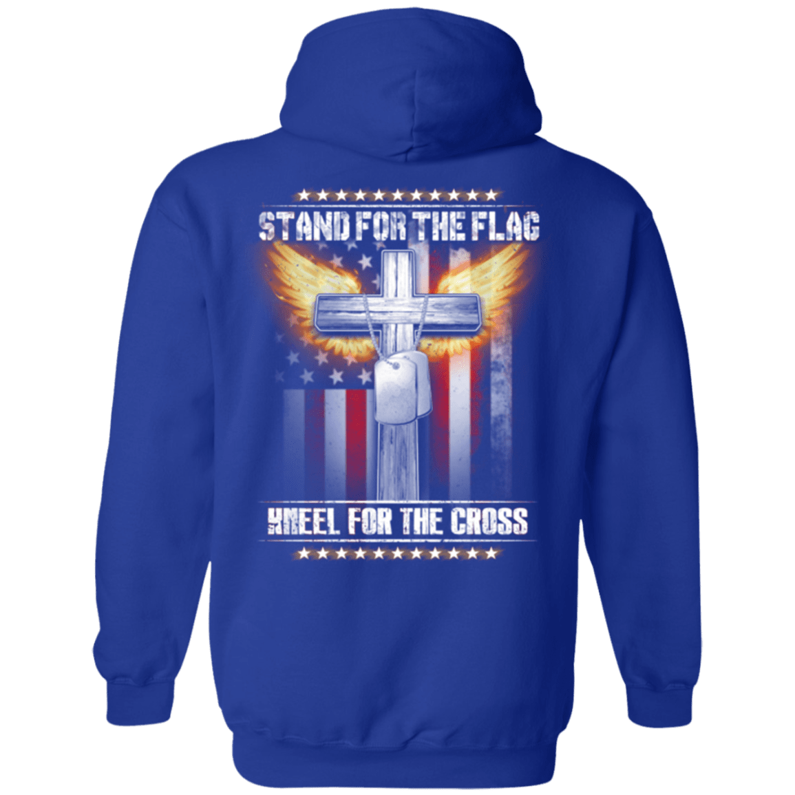 Military T-Shirt "Veteran - Stand For The Flag Kneel For The Cross" - Men Back-TShirt-General-Veterans Nation