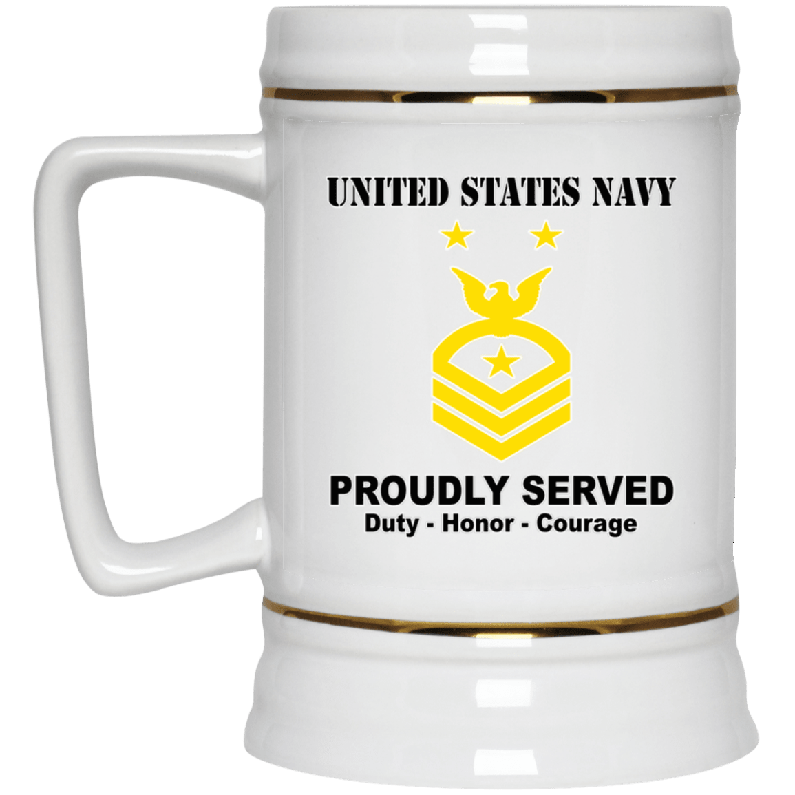 US Navy E-9 Command Master Chief Petty Officer E9 CMDCM Senior Enlisted Advisor Ranks T shirt White Coffee Mug - Stainless Travel Mug-Mug-Navy-Collar-Veterans Nation