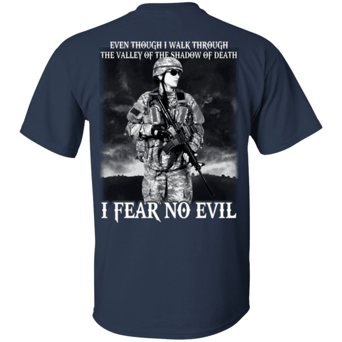 Military T-Shirt "I Fear No Evil Female Veteran Design" On Back-TShirt-General-Veterans Nation