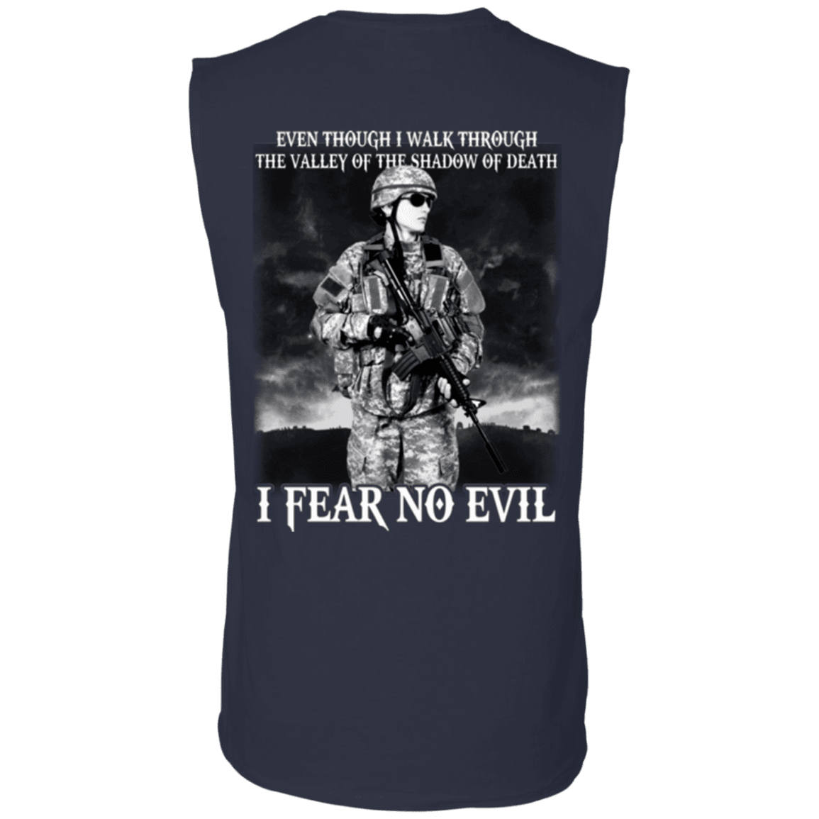 Military T-Shirt "I Fear No Evil Female Veteran Design" On Back-TShirt-General-Veterans Nation