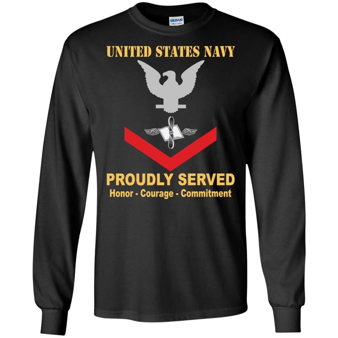 Navy Aviation Maintenance Administrationman Navy AZ E-4 Rating Badges Proudly Served T-Shirt For Men On Front-TShirt-Navy-Veterans Nation