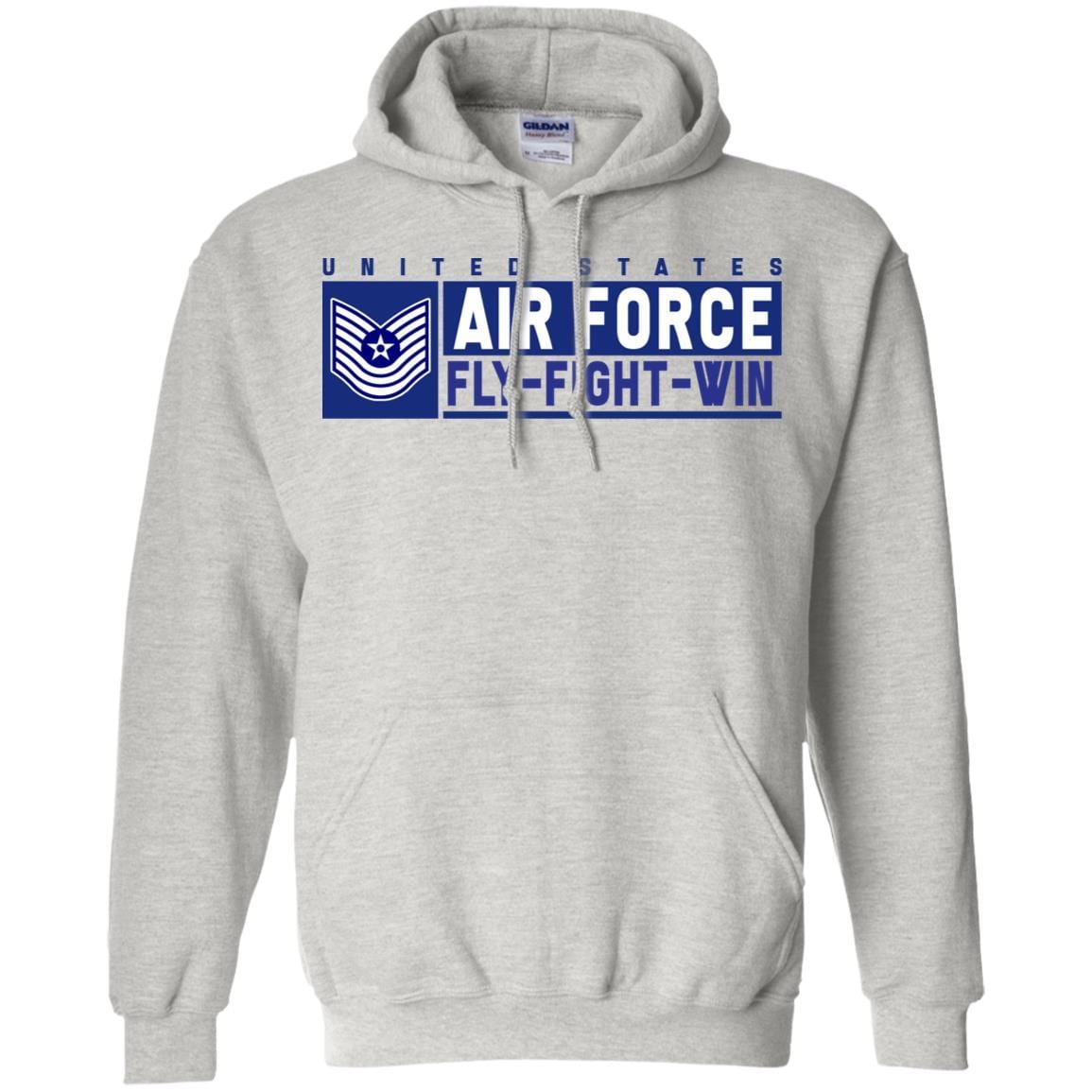 US Air Force E-7 Master Sergeant Old Style Fly - Fight - Win Long Sleeve - Pullover Hoodie-TShirt-USAF-Veterans Nation