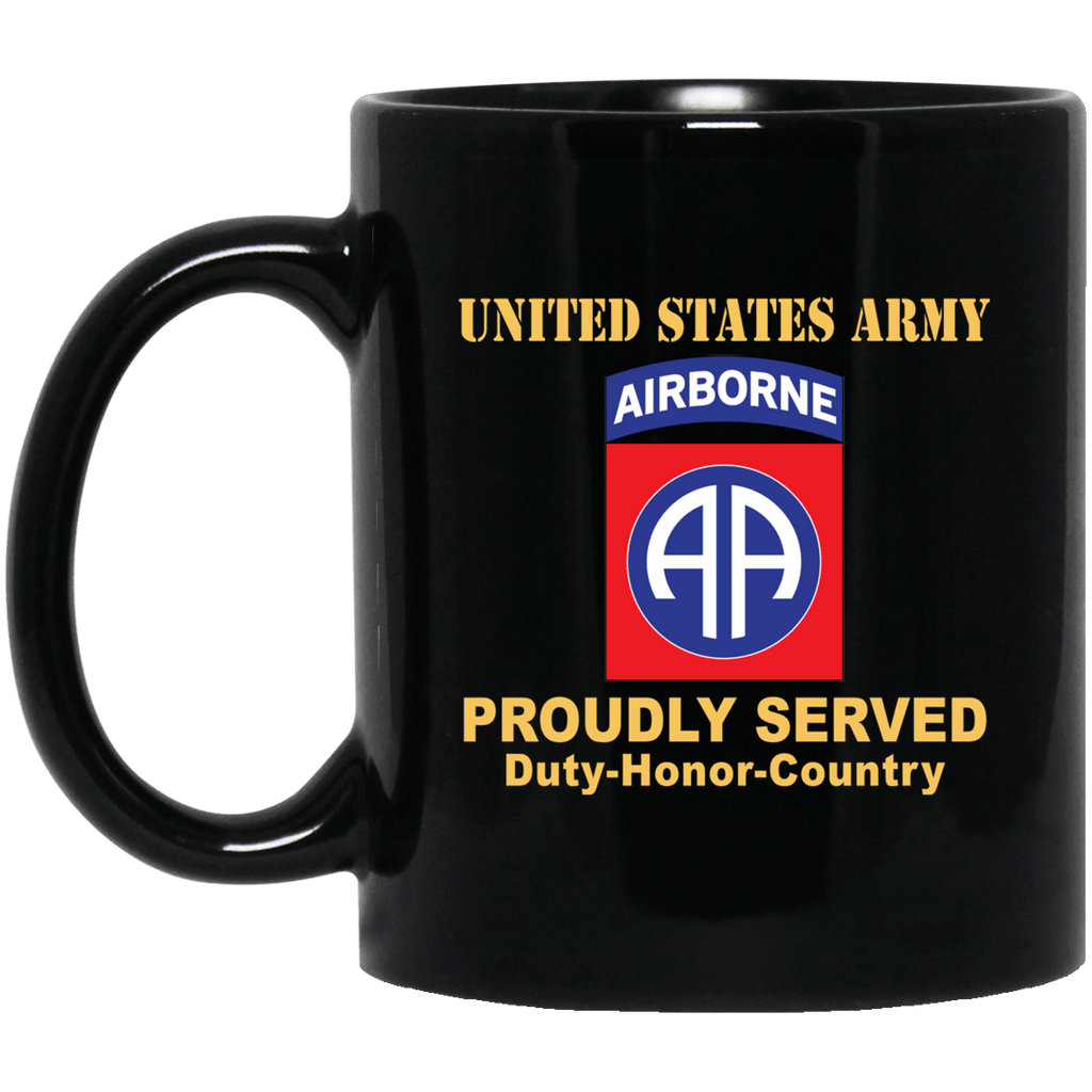 US ARMY 82ND AIRBORNE DIVISION - 11 oz - 15 oz Black Mug-Mug-Army-CSIB-Veterans Nation