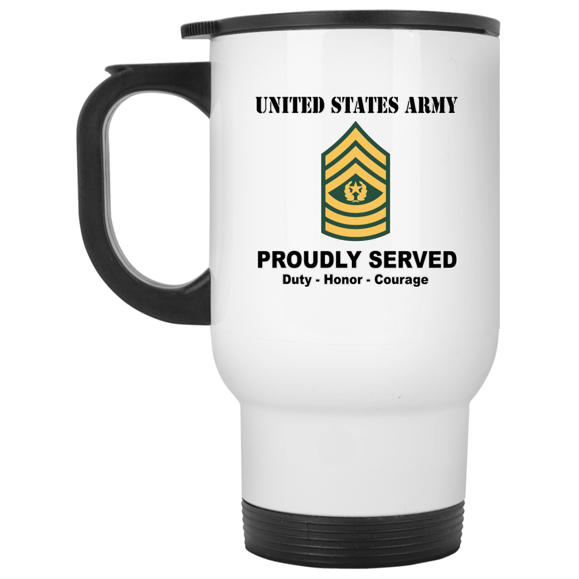 US Army E-9 Command Sergeant Major E9 CSM Noncommissioned Officer Ranks White Coffee Mug - Stainless Travel Mug-Mug-Army-Ranks-Veterans Nation