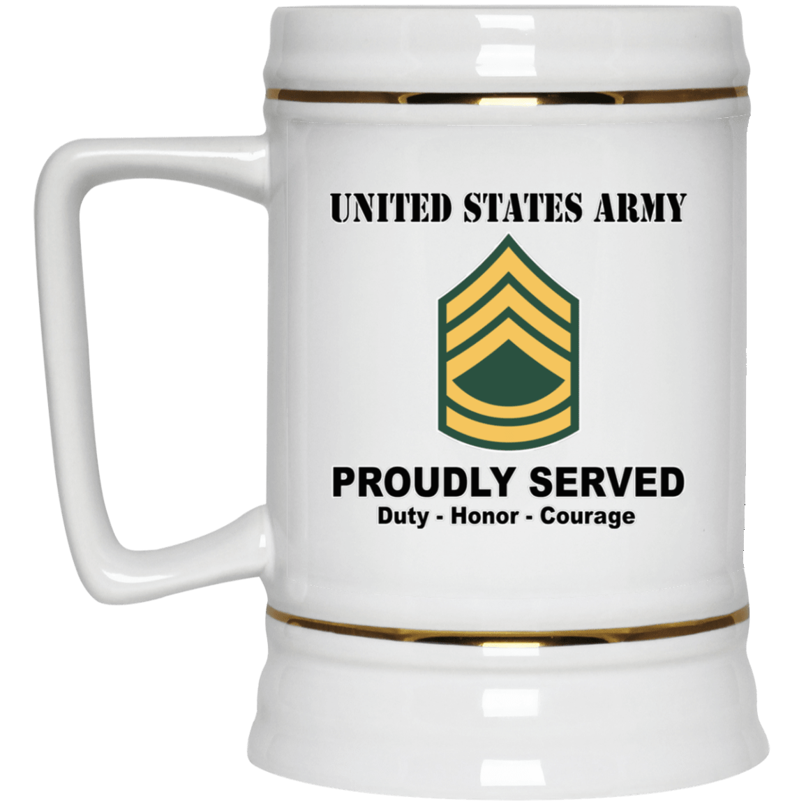 US Army E-7 Sergeant First Class E7 SFC Noncommissioned Officer Ranks White Coffee Mug - Stainless Travel Mug-Mug-Army-Ranks-Veterans Nation