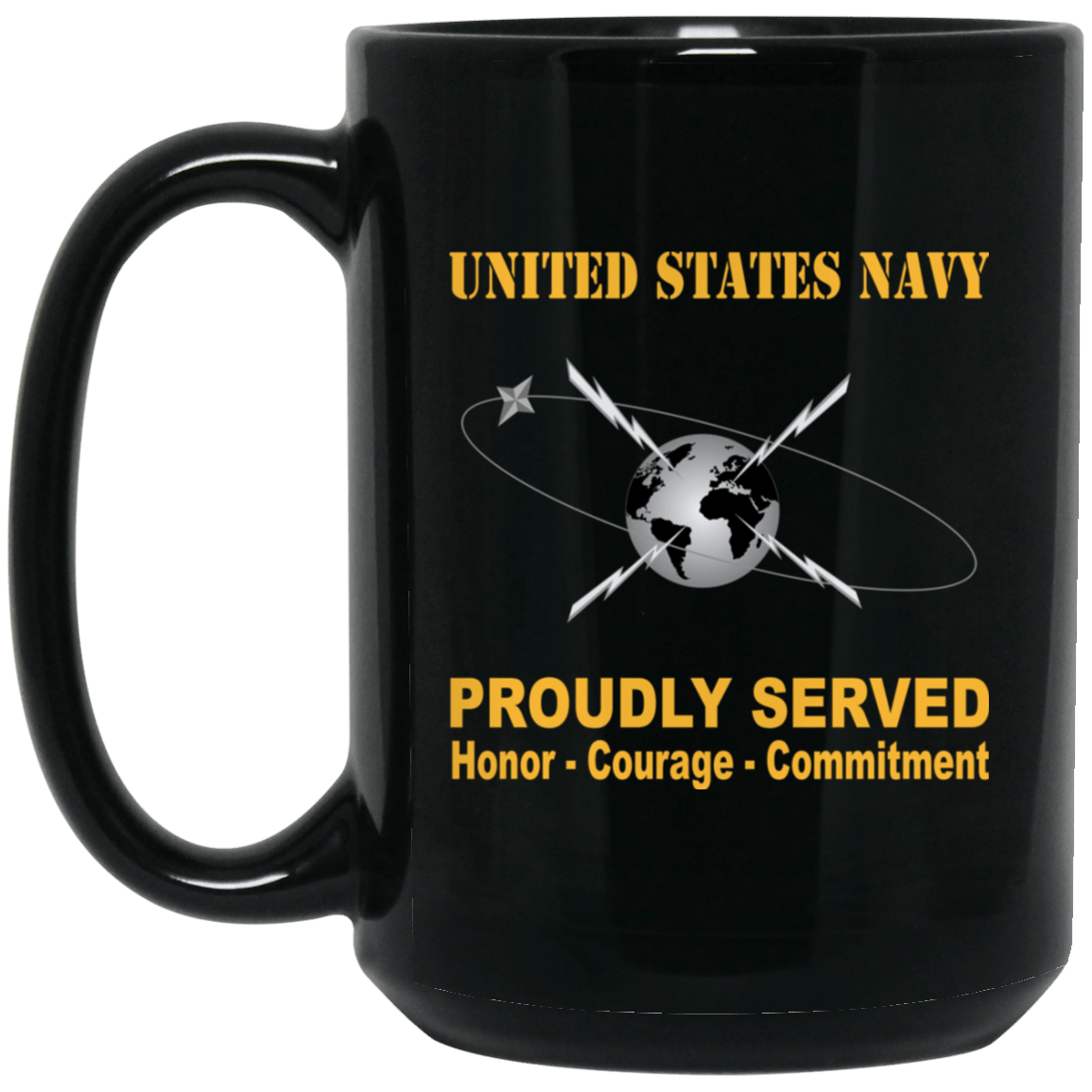 Navy Mass Communications Specialist Navy MC Proudly Served Black Mug 11 oz - 15 oz-Mug-Navy-Rate-Veterans Nation