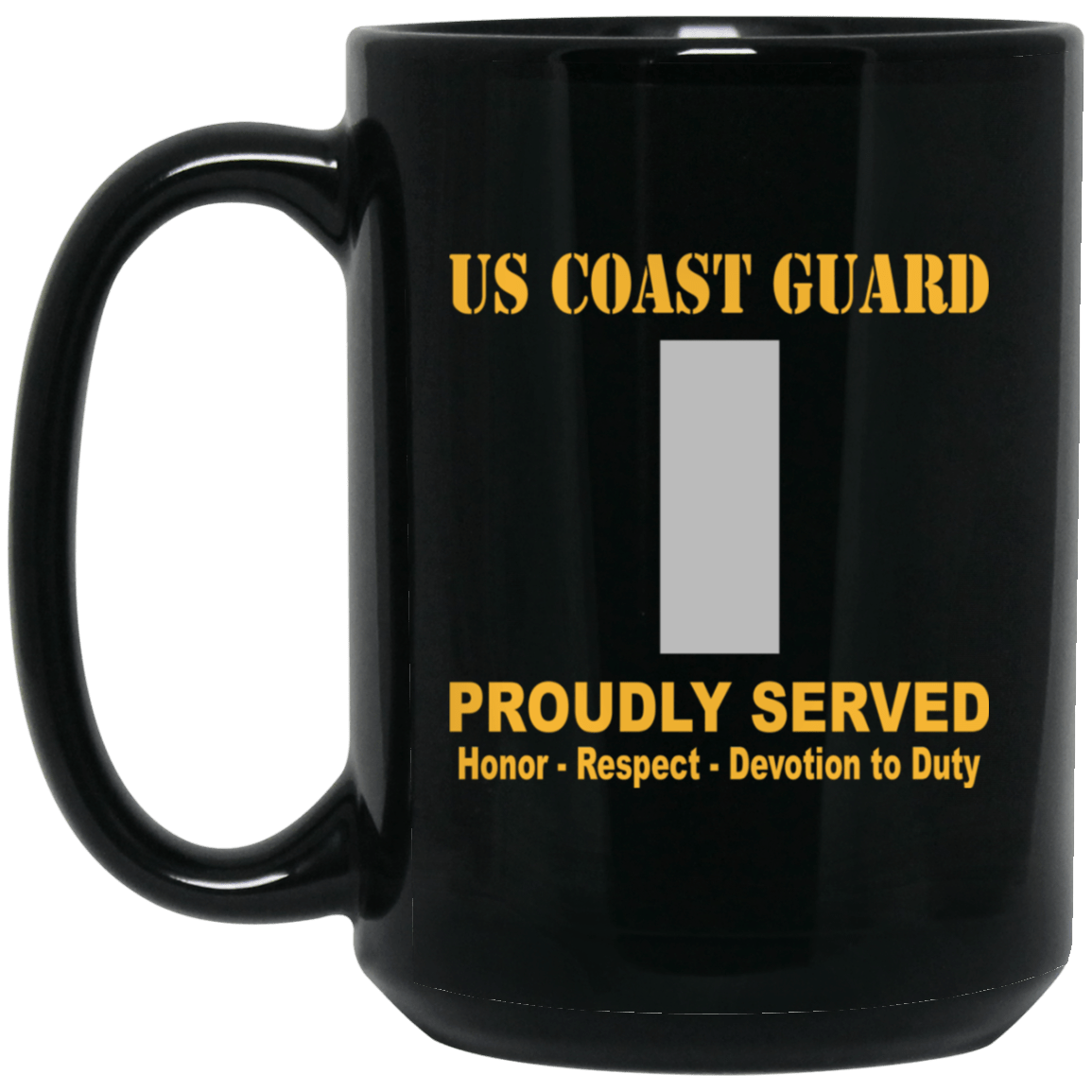 US Coast Guard O-2 Lieutenant Junior Grade O2 LTJG Junior Officer Ranks Proudly Served Black Mug 11 oz - 15 oz-Mug-USCG-Officer-Veterans Nation