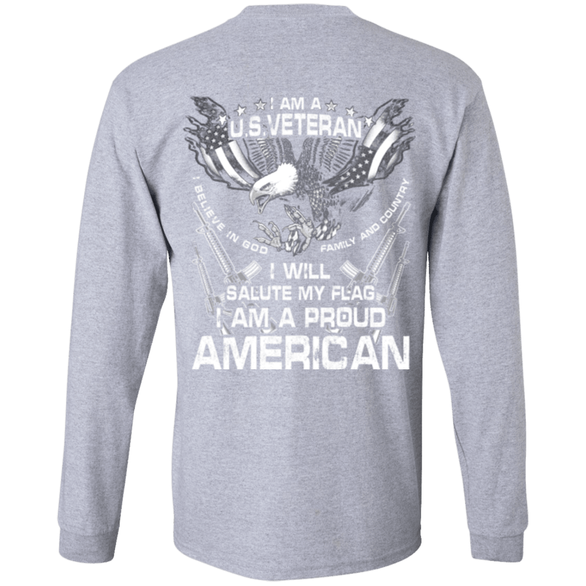 Military T-Shirt "Veteran - I Will Salute My Flag Proud American"-TShirt-General-Veterans Nation