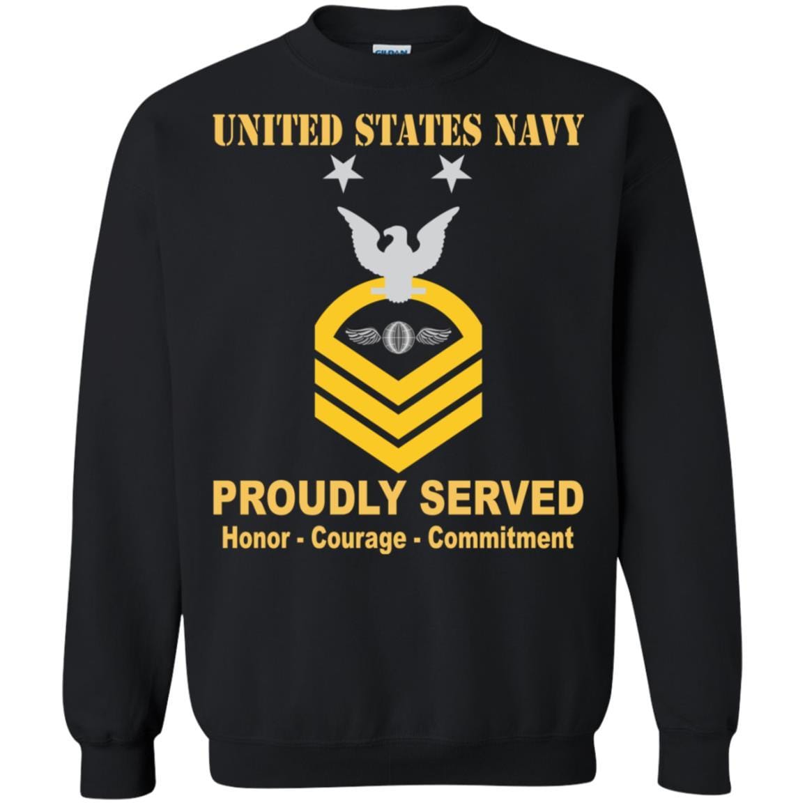 Navy Aviation Electricians Mate Navy AE E-9 Rating Badges Proudly Served T-Shirt For Men On Front-TShirt-Navy-Veterans Nation