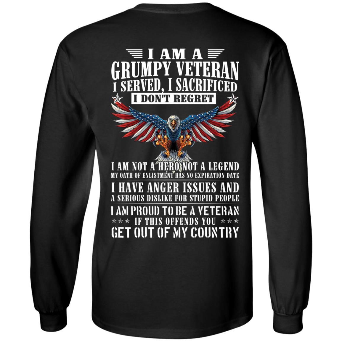 Military T-Shirt "I Am A Grumpy Veteran - Get Out Of My Country Men" On Back-TShirt-General-Veterans Nation