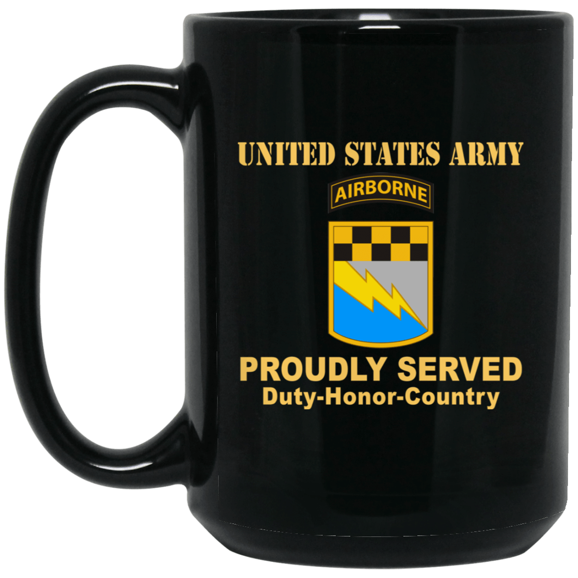 US ARMY 525TH MILITARY INTELLIGENCE BRIGADE W- AIRBORNE TAB- 11 oz - 15 oz Black Mug-Mug-Army-CSIB-Veterans Nation