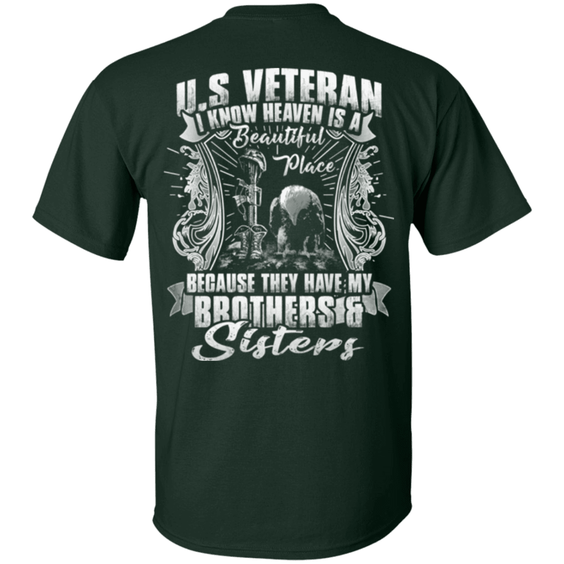 Military T-Shirt "Heaven Is The Beautiful Place With Brothers And Sisters Veteran"-TShirt-General-Veterans Nation