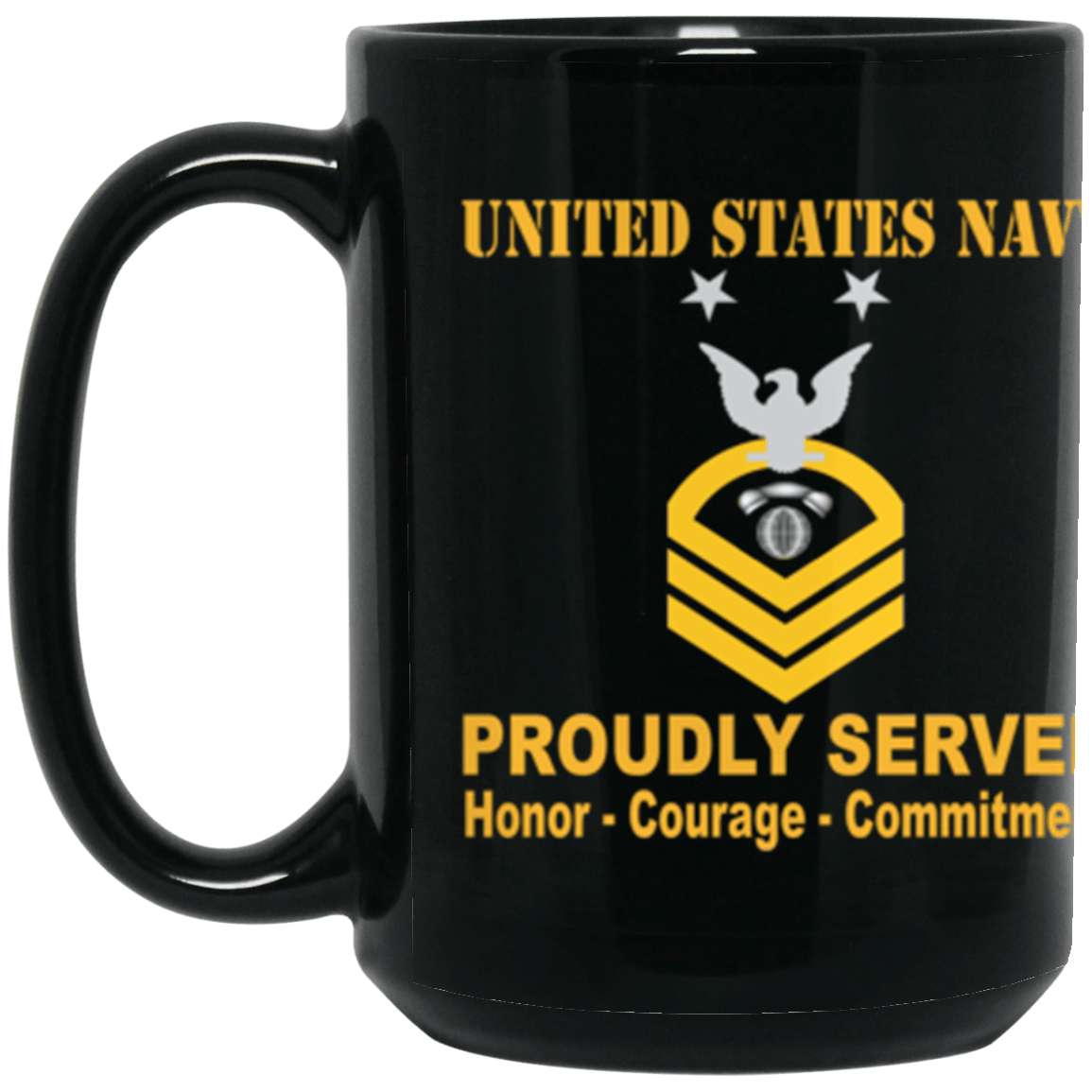 US Navy IC E-9 15 oz. Black Mug-Drinkware-Veterans Nation