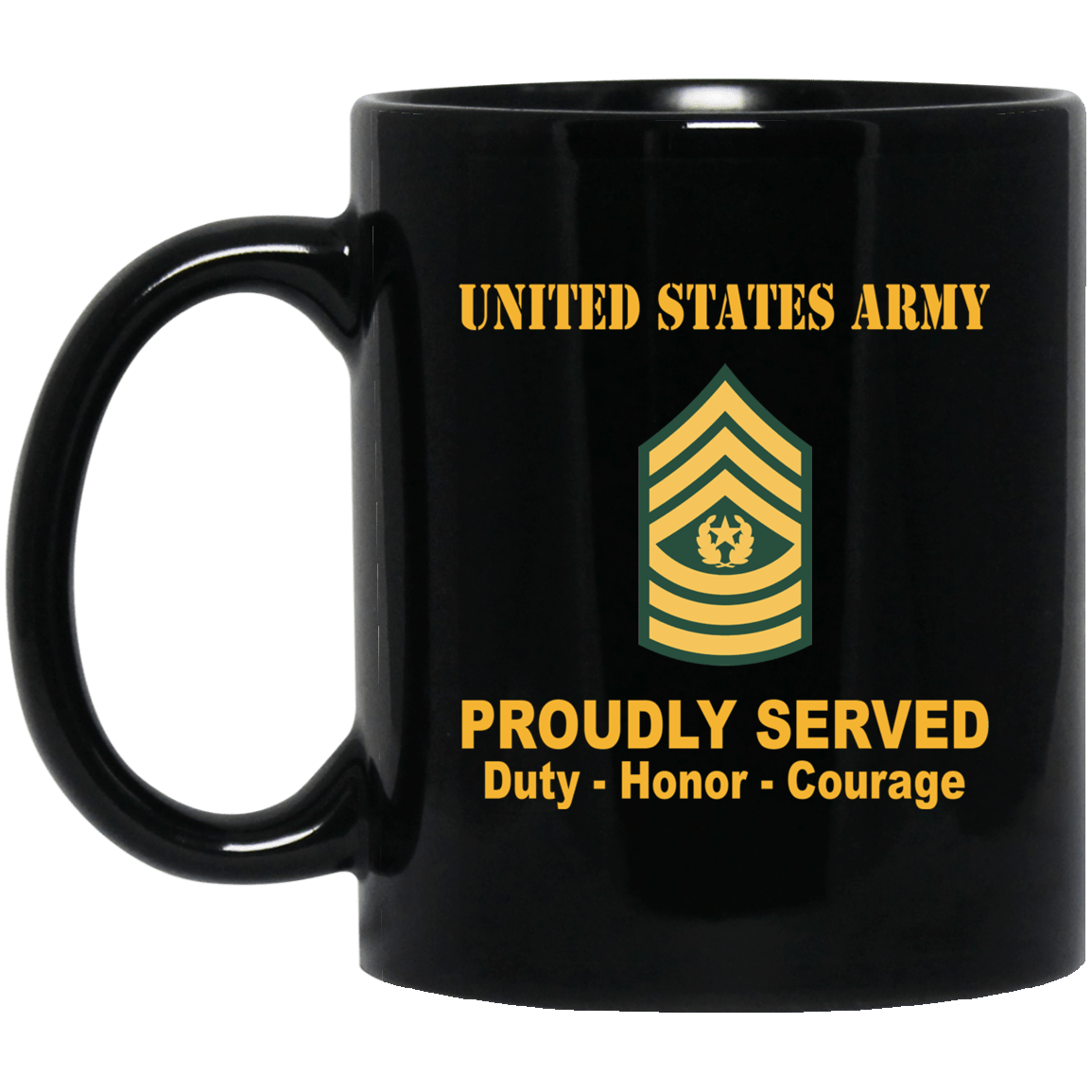 US Army Insignia Proudly Served Duty - Honor - Courage Black Coffee Mug 11oz-15oz-Mug-Army-Veterans Nation