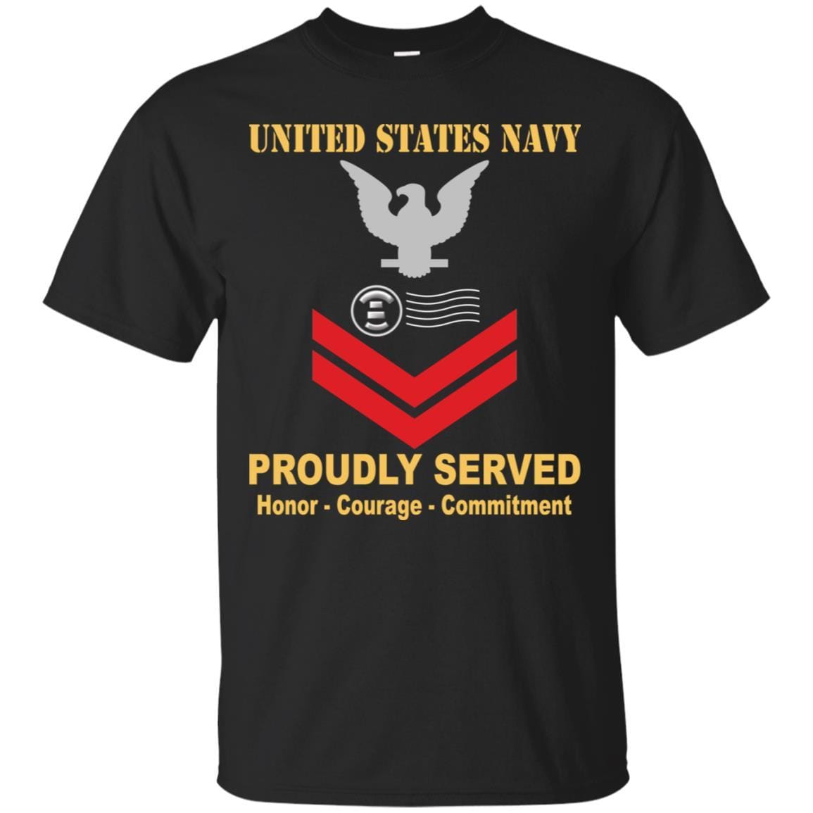 Navy Postal Clerk Navy PC E-5 Rating Badges Proudly Served T-Shirt For Men On Front-TShirt-Navy-Veterans Nation