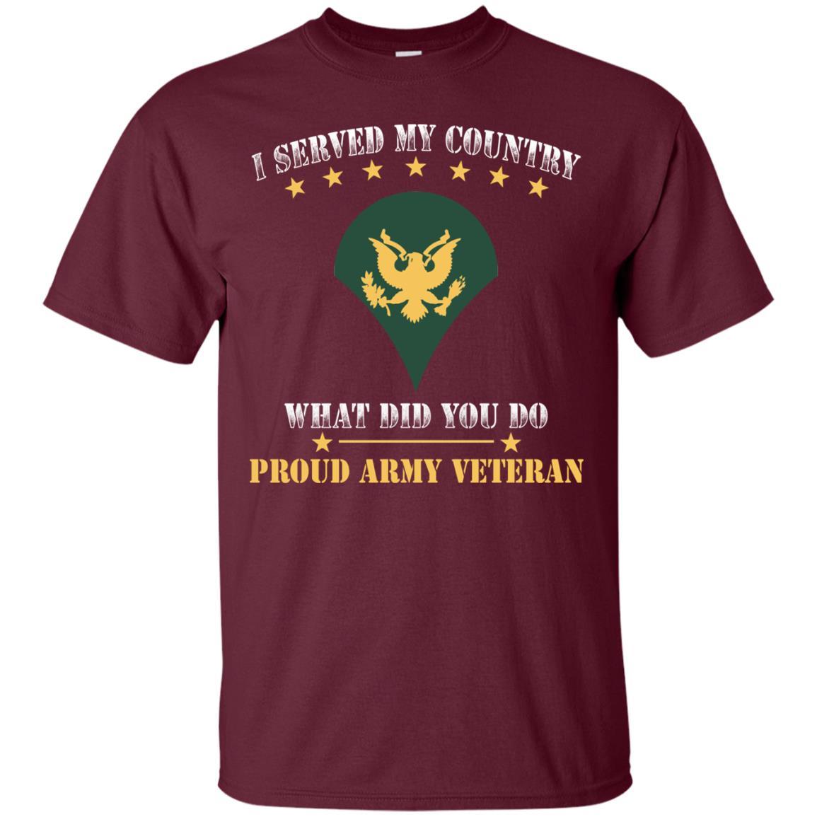 US Army E-4 SPC E4 Specialist Ranks Men Front T Shirt - Proud US Army Veteran-TShirt-Army-Veterans Nation