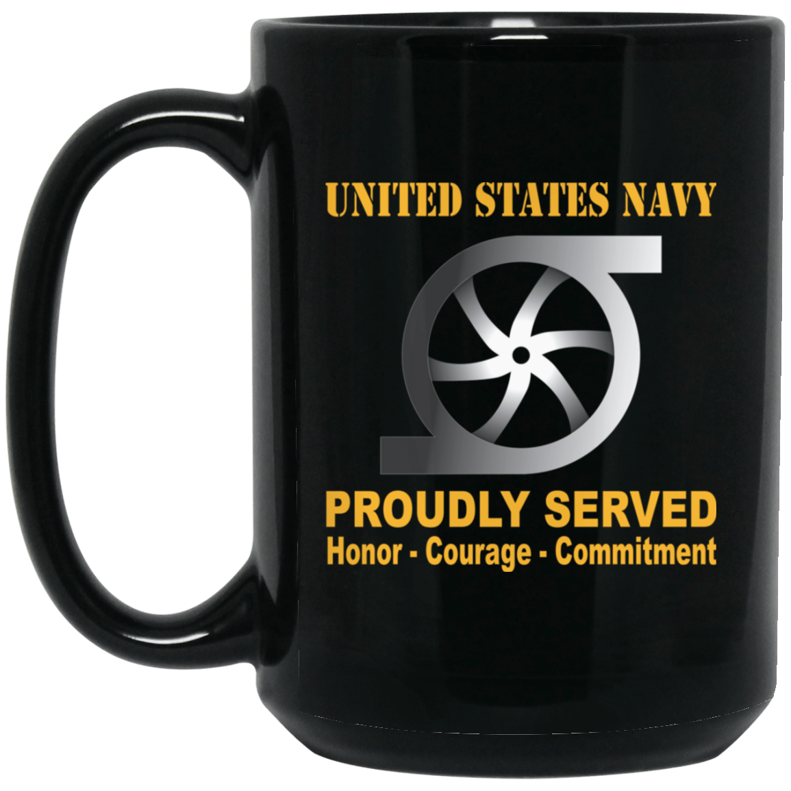 Navy Gas Turbine Systems Technician Navy GS Proudly Served Black Mug 11 oz - 15 oz-Mug-Navy-Rate-Veterans Nation