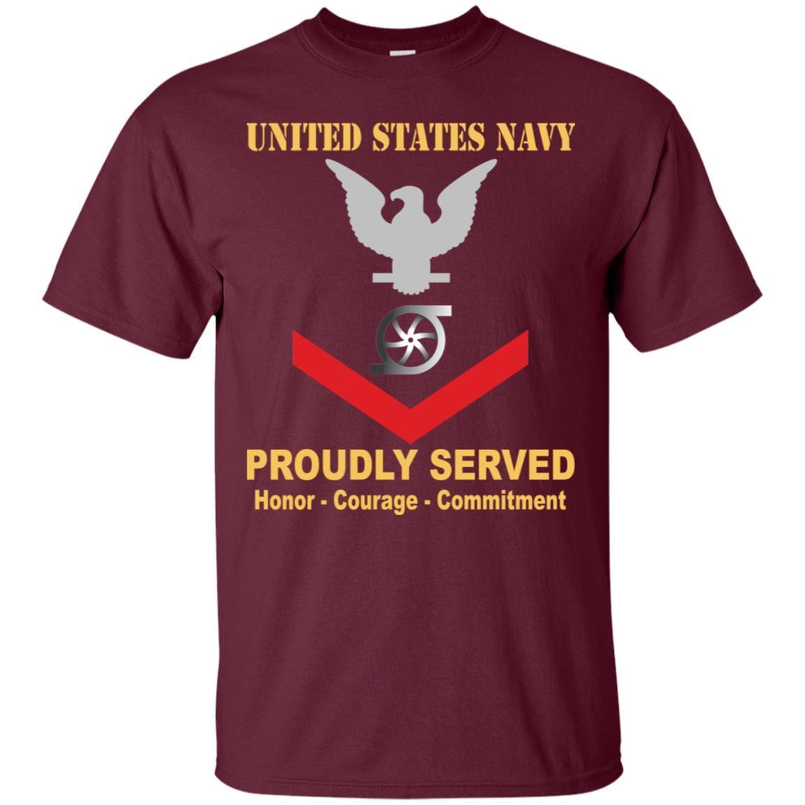 Navy Gas Turbine Systems Technician Navy GS E-4 Rating Badges Proudly Served T-Shirt For Men On Front-TShirt-Navy-Veterans Nation