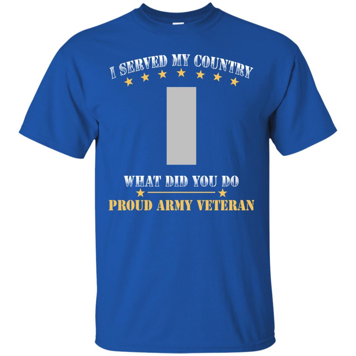 US Army O-2 First Lieutenant O2 1LT Commissioned Officer Ranks Men Front T Shirt - Proud US Army Veteran-TShirt-Army-Veterans Nation