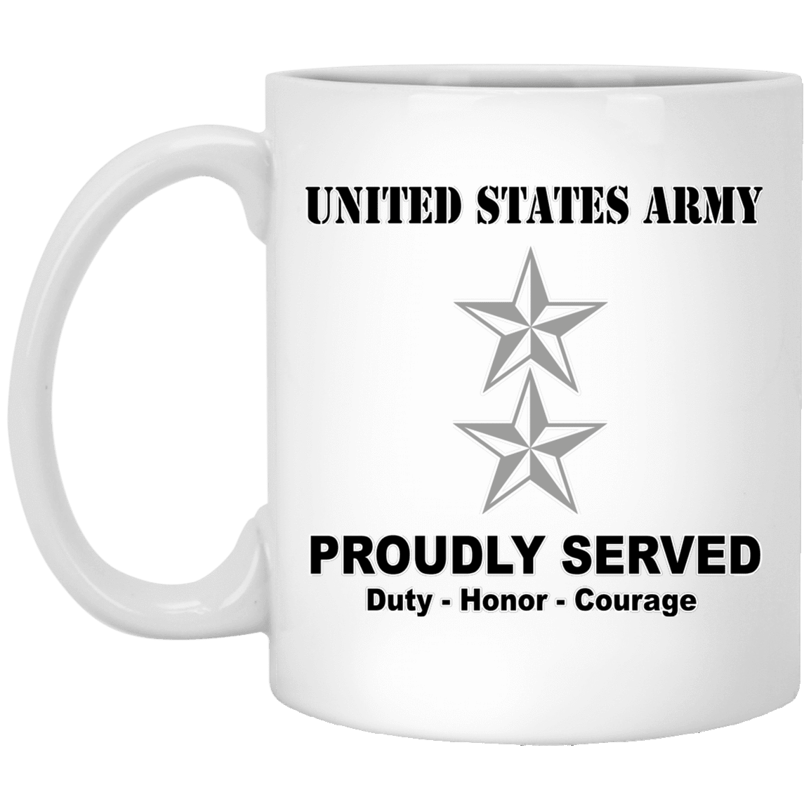 US Army Insignia Proudly Served Duty - Honor - Courage White Coffee Mug 11oz-Mug-Army-Veterans Nation