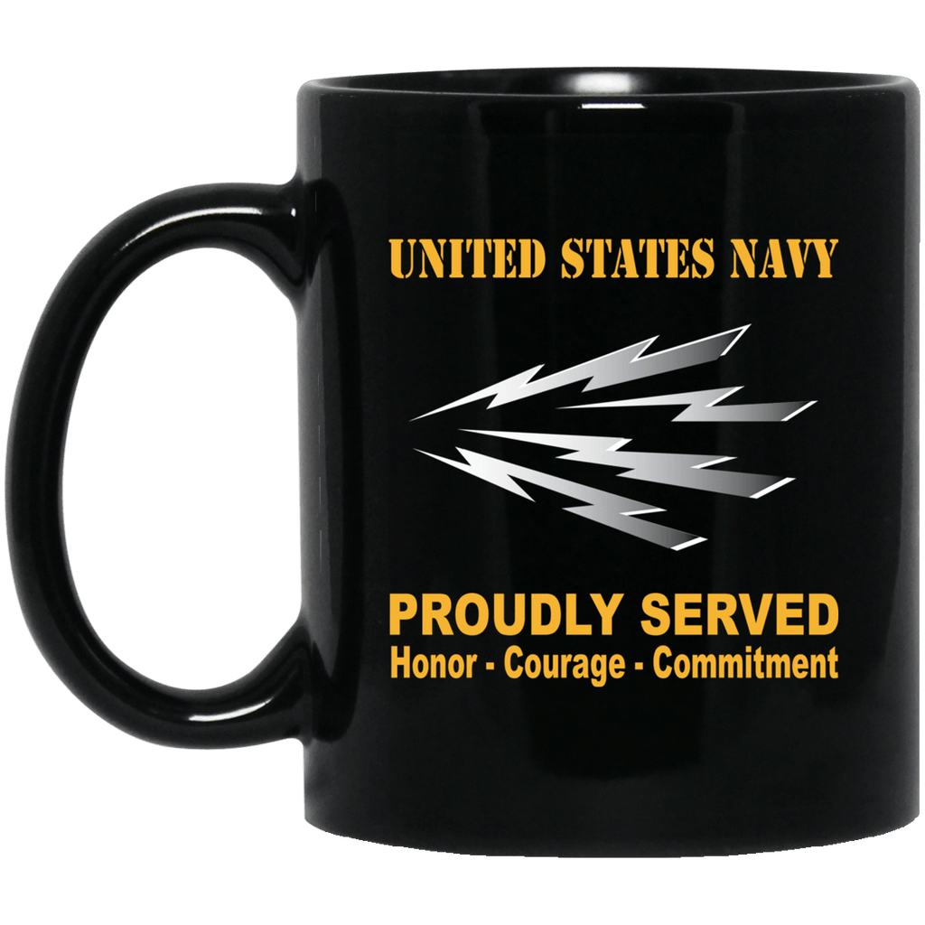 U.S Navy Radioman Navy RM Proudly Served Black Mug 11 oz - 15 oz-Mug-Navy-Rate-Veterans Nation