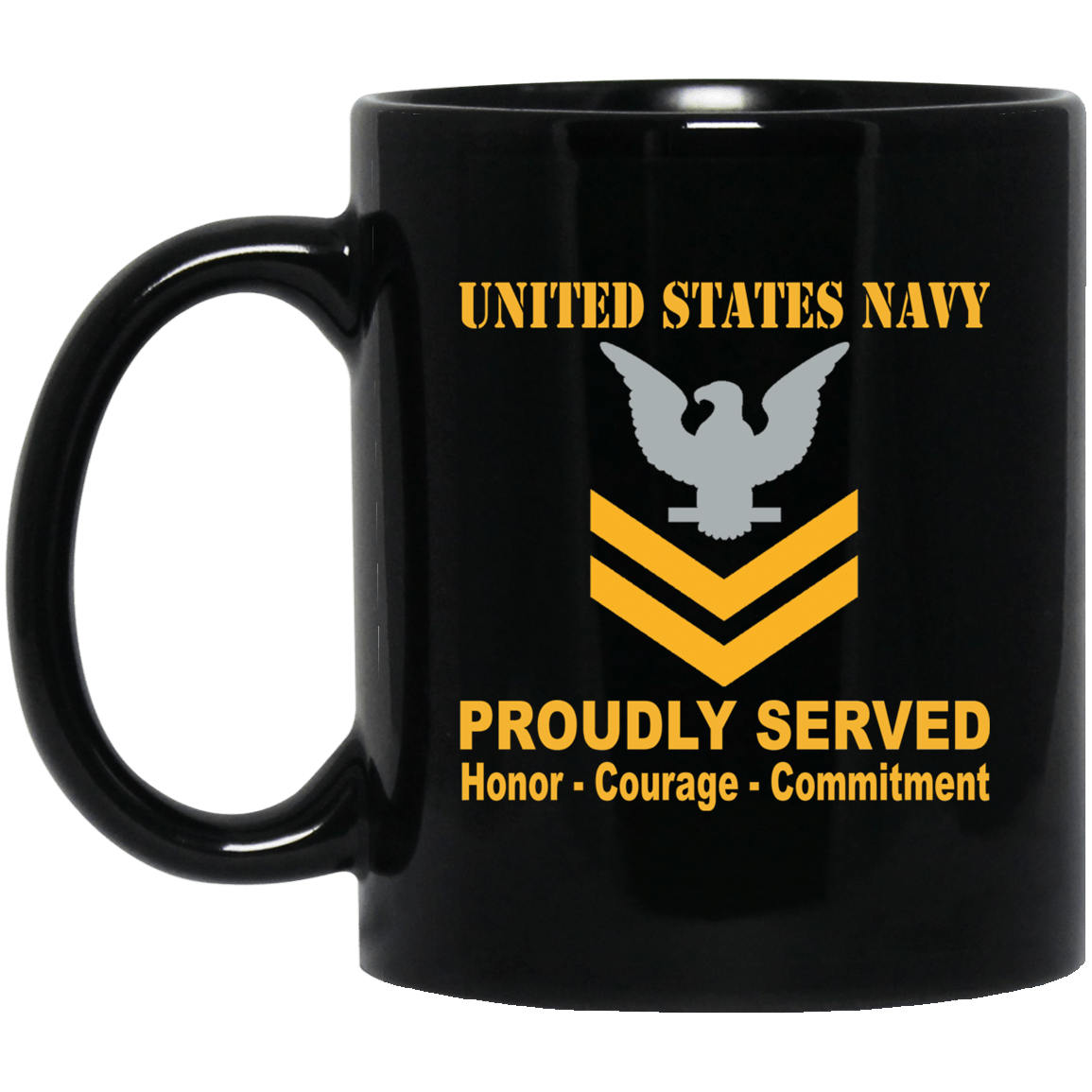 US Navy E-5 Petty Officer Second Class E5 PO2 Gold Stripe Collar Device Black Mug 11 oz - 15 oz-Mug-Navy-Collar-Veterans Nation