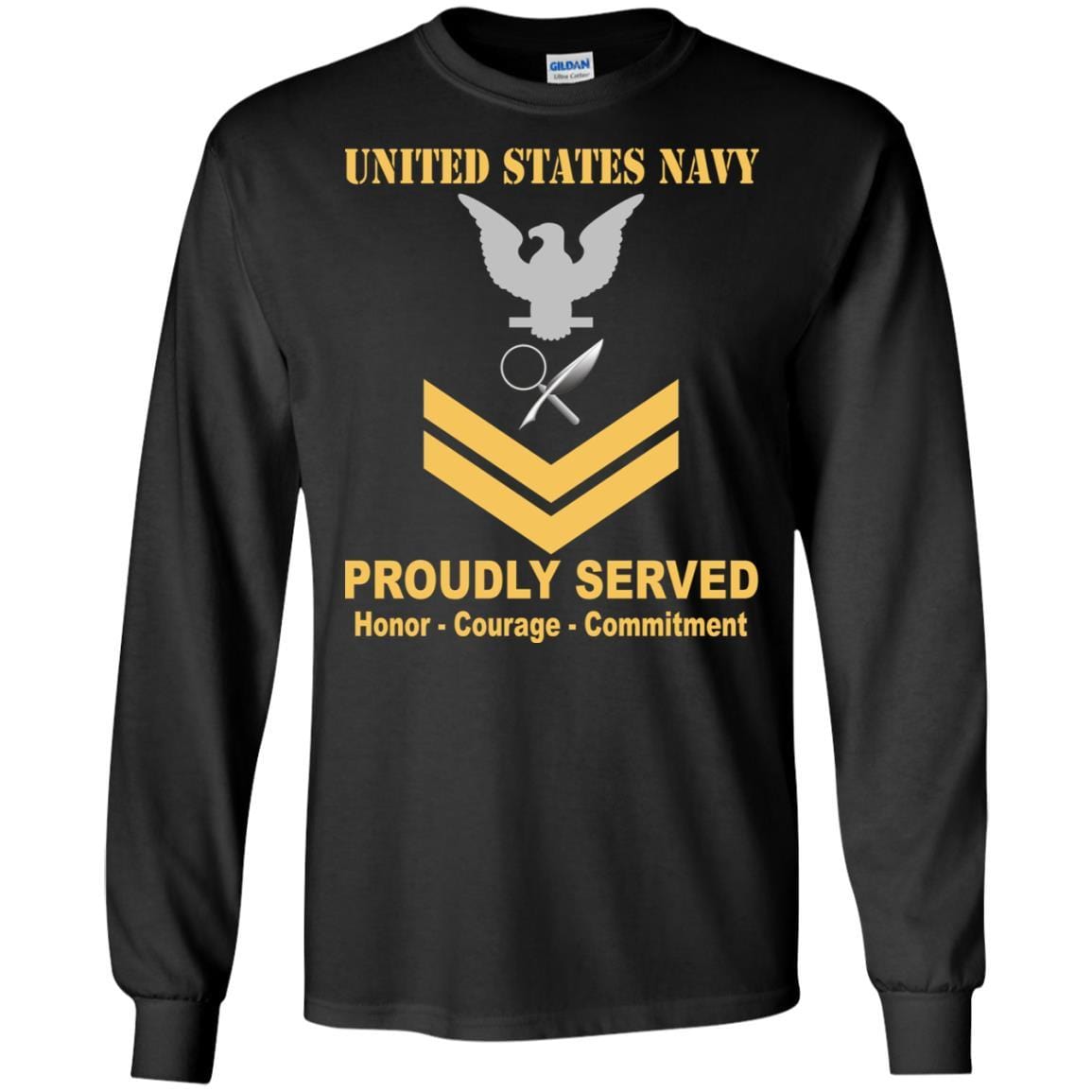 Navy Intelligence Specialist Navy IS E-5 Rating Badges Proudly Served T-Shirt For Men On Front-TShirt-Navy-Veterans Nation