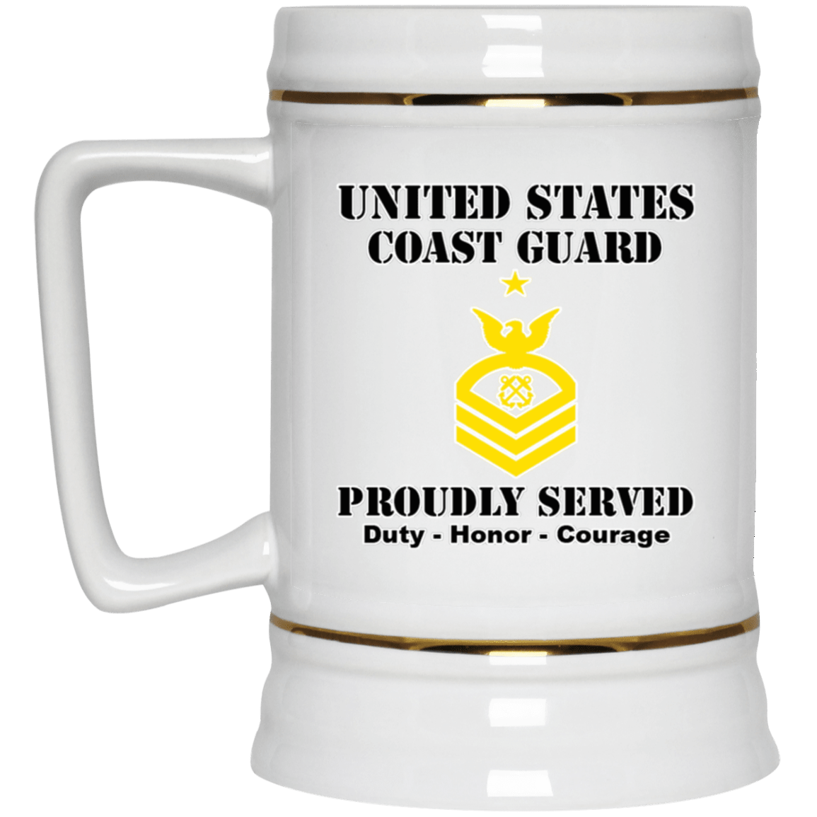 US Coast Guard E-8 Senior Chief Petty Officer E8 SCPO Chief Petty Officer Ranks White Coffee Mug - Stainless Travel Mug-Mug-USCG-Collar-Veterans Nation