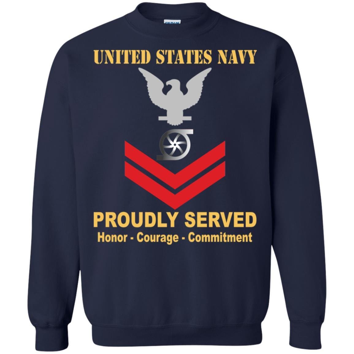 Navy Gas Turbine Systems Technician Navy GS E-5 Rating Badges Proudly Served T-Shirt For Men On Front-TShirt-Navy-Veterans Nation