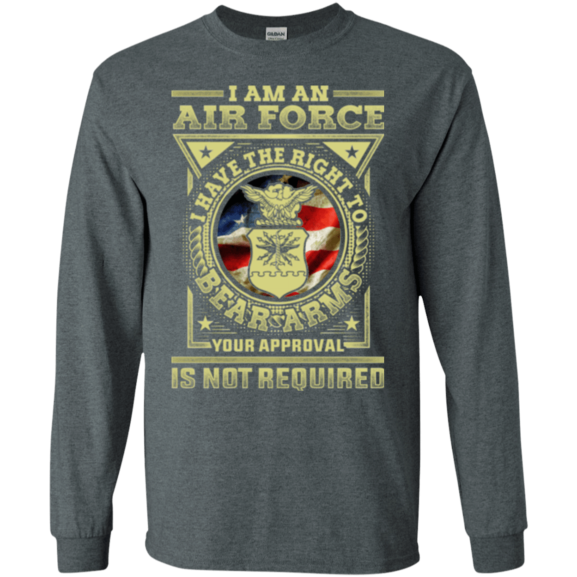 Military T-Shirt "AirForce Veteran Have the Right To Bear Arms Men" Front-TShirt-General-Veterans Nation