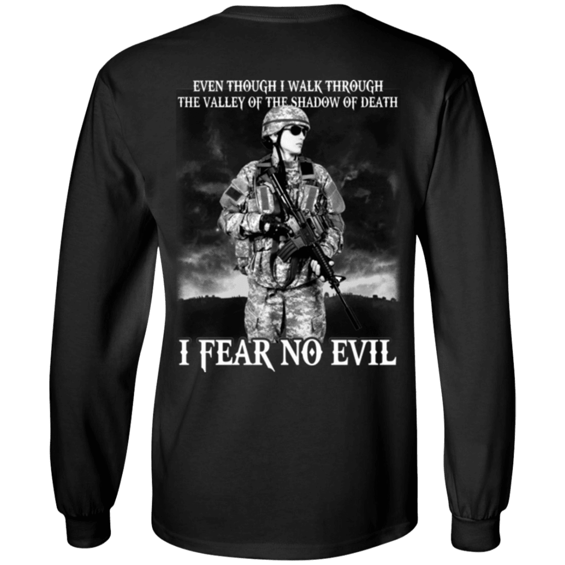 Military T-Shirt "I Fear No Evil Female Veteran Design" On Back-TShirt-General-Veterans Nation