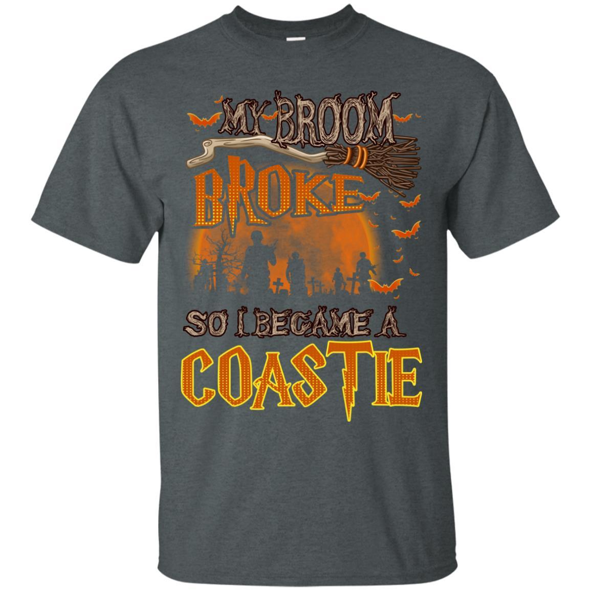 My Broom Broke So I Became A Coastie US Coast Guard Men T Shirt On Front-TShirt-USCG-Veterans Nation