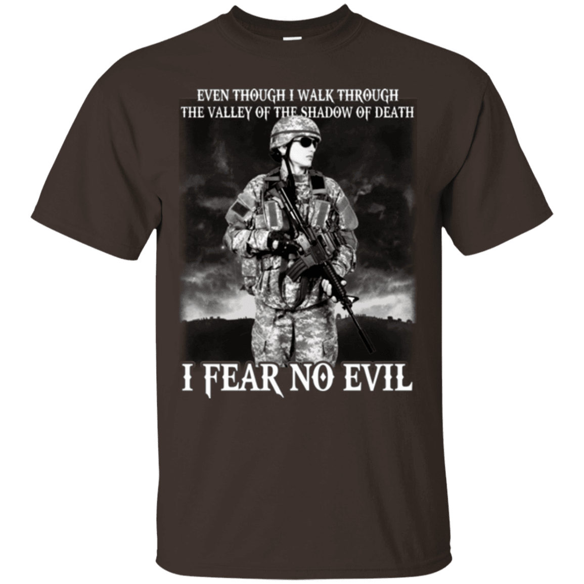 Military T-Shirt "I Fear No Evil Female Veteran Design On" Front-TShirt-General-Veterans Nation