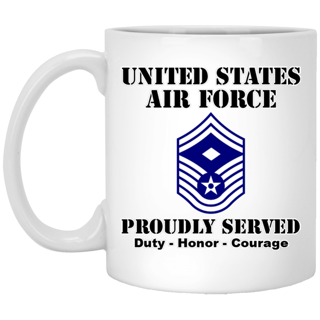 US Air Force E-8 First Sergeant Ranks White Coffee Mug - Stainless Travel Mug-Mug-USAF-Ranks-Veterans Nation