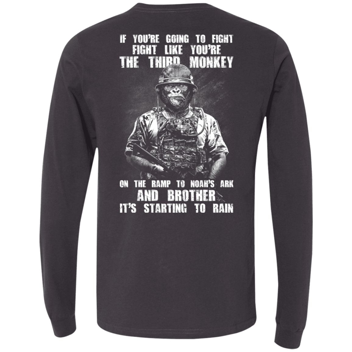 Military T-Shirt "The Third Monkey" - Men Back-TShirt-General-Veterans Nation