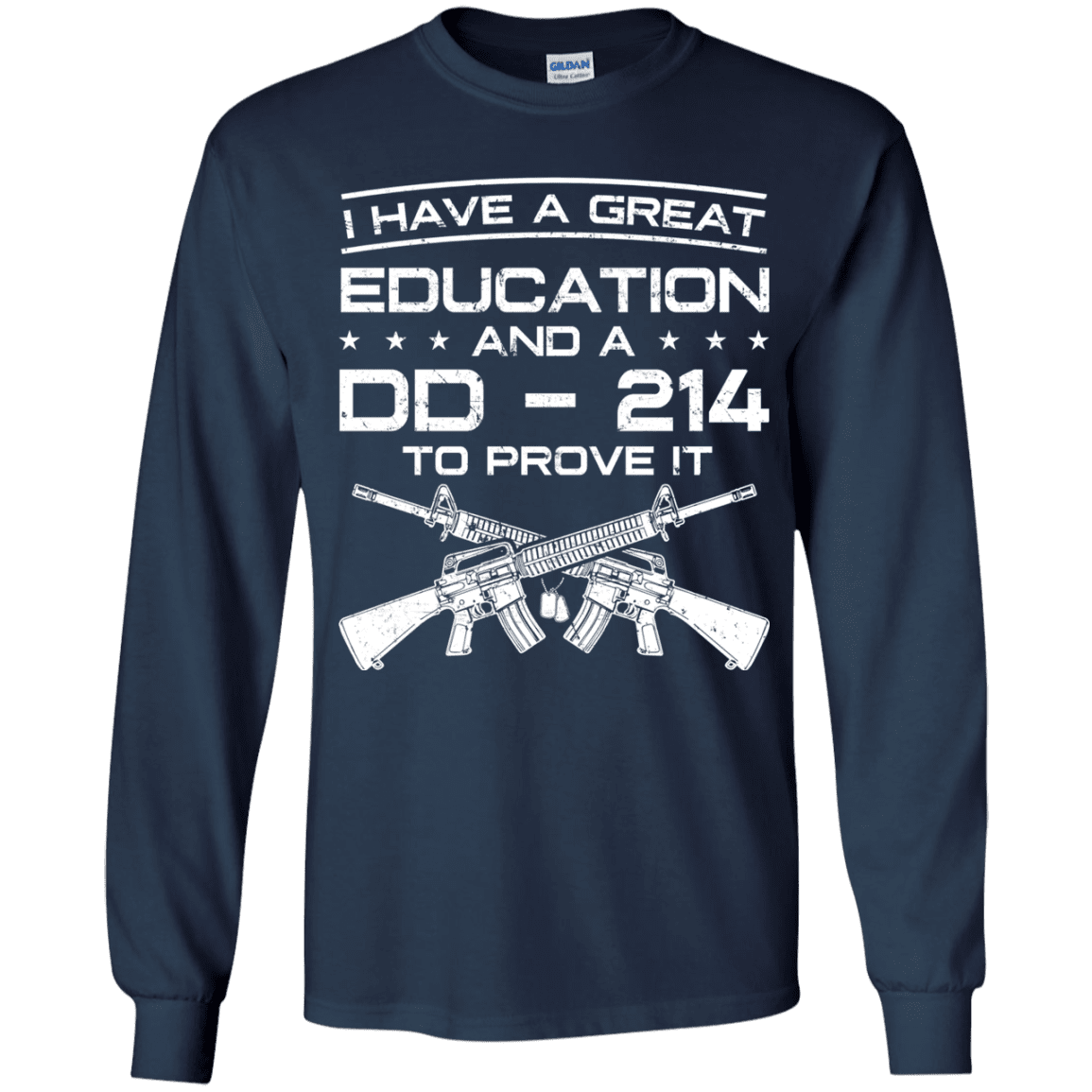 Military T-Shirt "I Have A Great Education And A DD 214 To Prove It - Women" Front-TShirt-General-Veterans Nation