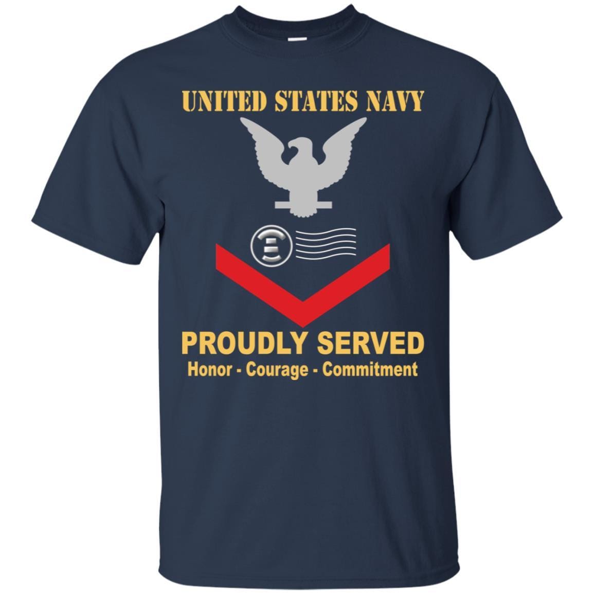 Navy Postal Clerk Navy PC E-4 Rating Badges Proudly Served T-Shirt For Men On Front-TShirt-Navy-Veterans Nation