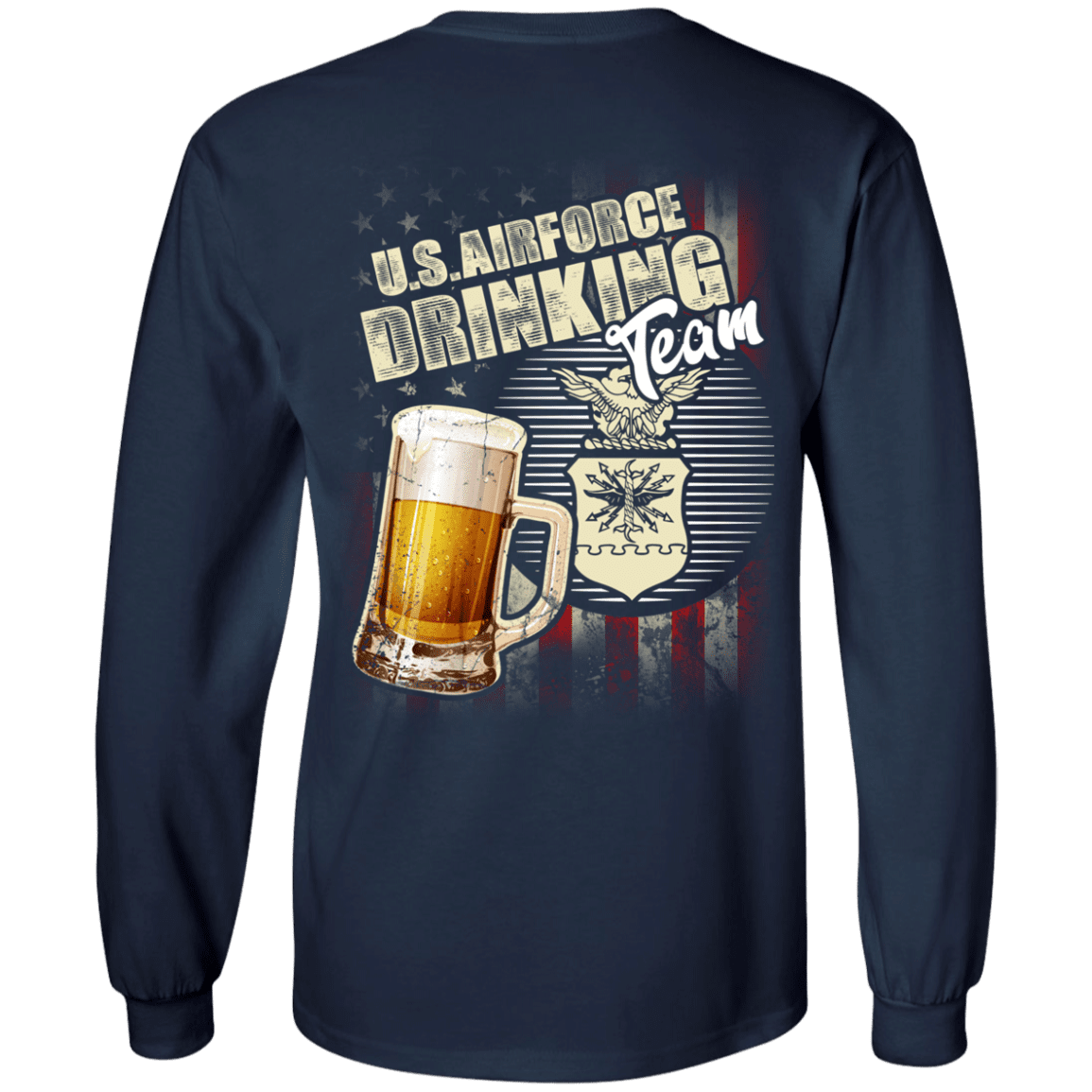 US Air Force Drinking Beer Team Back T Shirts-TShirt-USAF-Veterans Nation