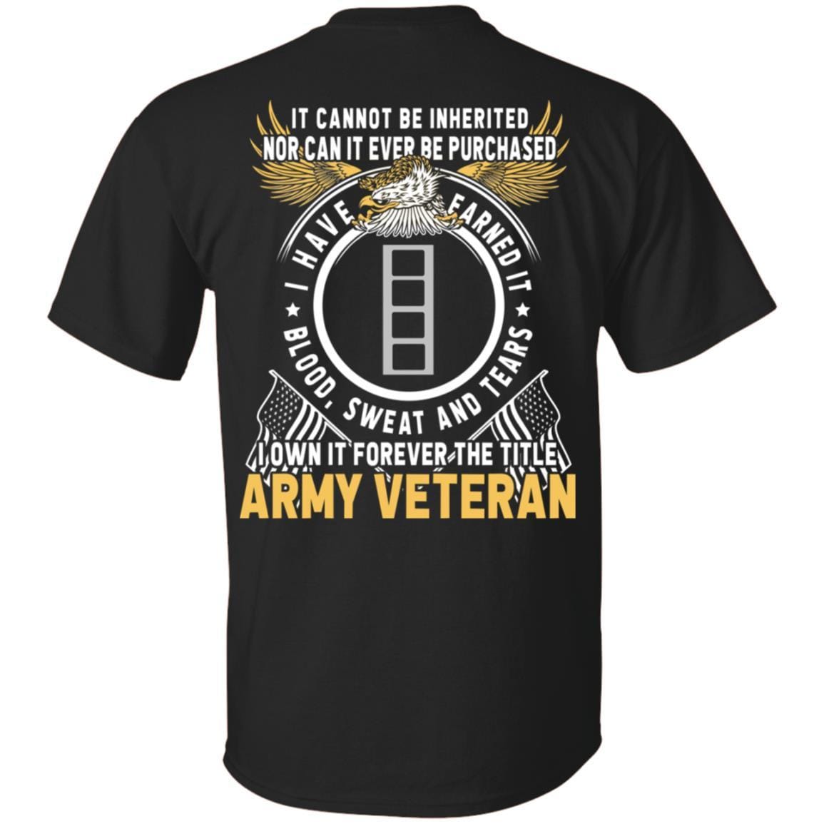 US Army W-4 Chief Warrant Officer 4 W4 CW4 Warrant Officer Ranks T-Shirt For Men On Back-TShirt-Army-Veterans Nation