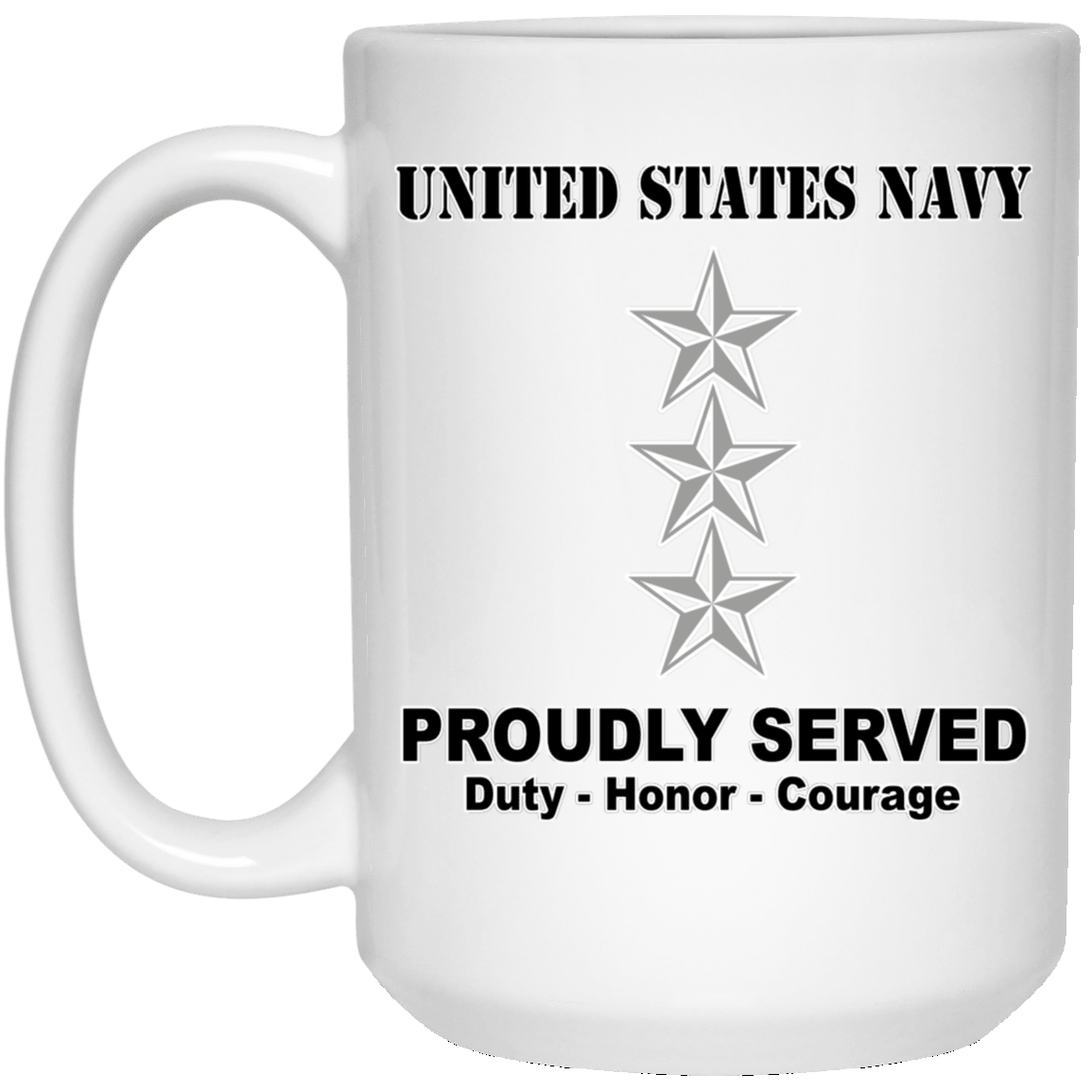 US Navy O-9 Vice Admiral O9 VADM Flag Officer Ranks Tshirt White Coffee Mug - Stainless Travel Mug-Mug-Navy-Officer-Veterans Nation