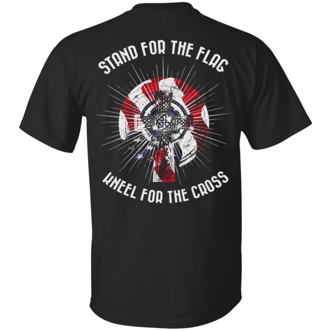 Military T-Shirt "Veteran - Stand For The Flag Kneel For The Cross"-TShirt-General-Veterans Nation